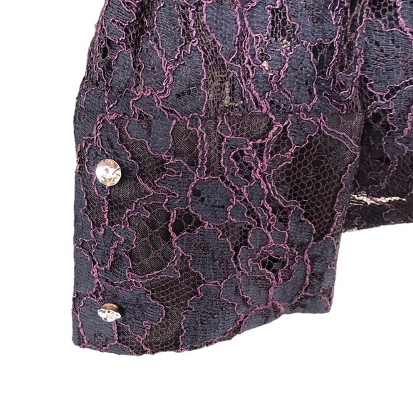 New Vintage Y2K crystal button down sheer lace top Holiday cocktail party glam - Picture 6 of 10